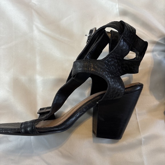 Seychelles Womens Gladiator Leather Heeled Size 7.5‎ Black Wedge - Picture 3 of 10